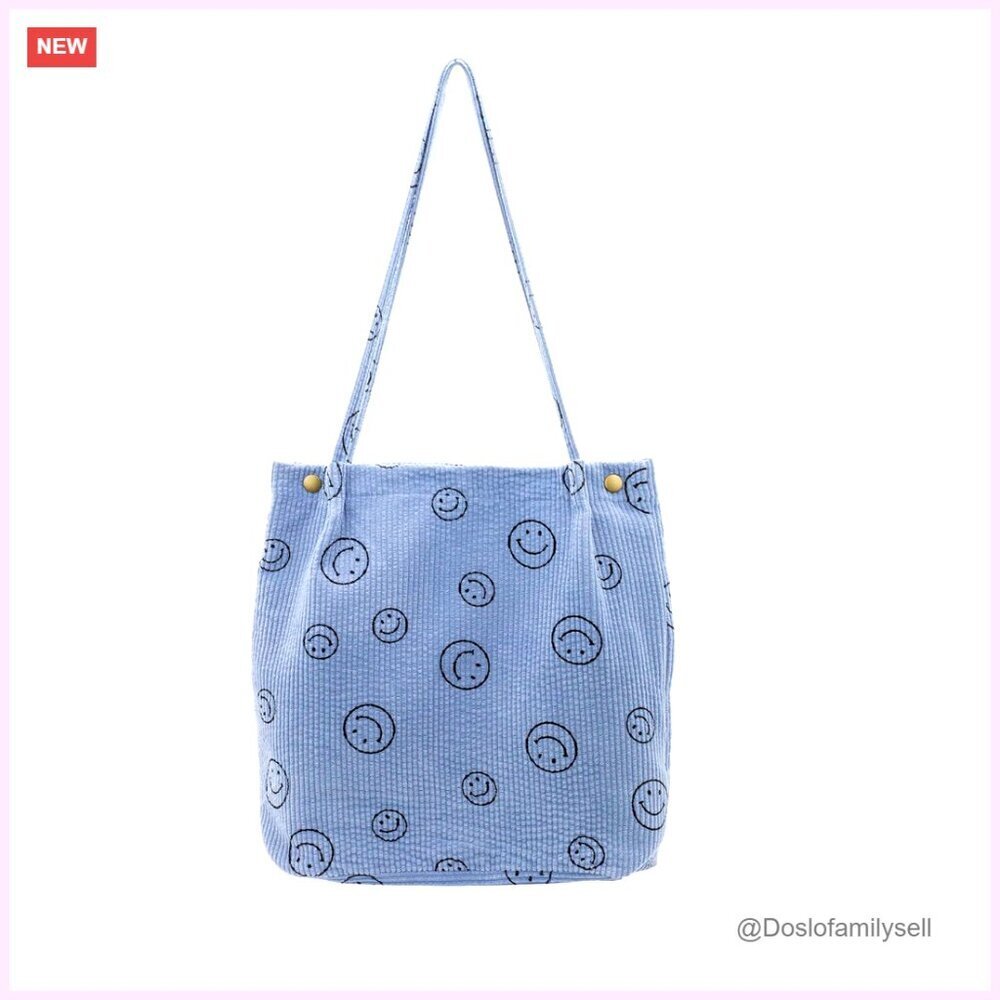 Corduroy Tote Bag with Inner Pocket for Work Travel Shopping